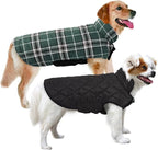 MIGOHI Reversible Dog Coat, Windproof Waterproof Warm Jacket for Cold Weather, British Style Plaid, Small Medium Large Dogs, Green, S