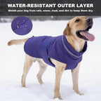Dog Coat, Waterproof Winter Jacket, Warm Windproof Vest, Reflective Adjustable Turtleneck Coats for Large Dogs with Hook & Loop - Purple - XL