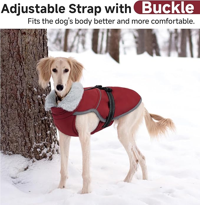 Lelepet Warm Dog Winter Coat Reflective Dog Jacket Fleece Vest Waterproof Windproof Cold Weather Coats with Adjustable Buckle Turtleneck Snowsuit for Small Medium Large Dogs,Rottweiler,Great Dane,XXXL