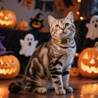 Halloween Cat Collar with Bell, Adjustable Comfortable Kitten Halloween Collar Breakaway, Spider Patterns Safety Holiday Cat Collars for Boys Girls,Kitten,Puppy Orange (7.5"-12.5")