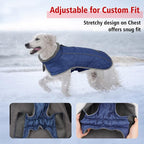 Fragralley Dog Coat Large, Waterproof Dog Jacket with Warm Fleece Lining, Adjustable Reflective Dogs Winter Coat, Turtleneck Pet Coats for Cold Weather (Blue XXXL)