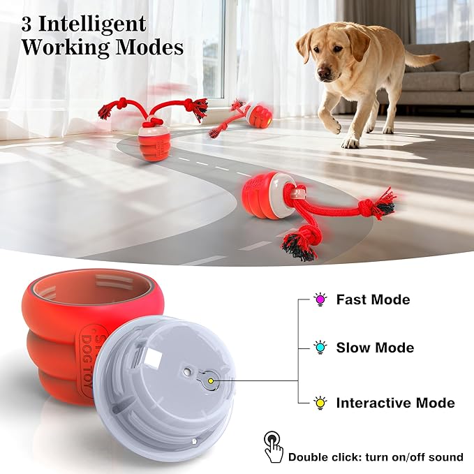 FUGODIWISmart Interactive Dog Toy Ball – Rechargeable Rolling Ball with Squeaky Sound, Automatic Play for Training & Boredom Relief, Fits Small, Medium & Large Dogs(Red)