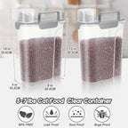 5Lbs Airtight Cat Dog Food Storage Container With Upgraded Large Nozzle, BPA-Free Pet Food Storage Containers For Rice, Grain, Pet Food, Flour Dog Treat Storage-2Pack Grey