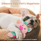 Crinkle Dog Toys Squeaky Plush No Stuffing Cute Puppy Stuffless Tough Rop Pull Toy, Fun Dog Stuffed Animals Durable Chew Set for Small Medium Large Pup (Large, Pink Pig)