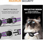 Airtag Cat Collar Breakaway, Odokele Reflective Cats Collars with Apple Air Tag Holder for Kitten, Cat GPS Tracker Adjustable Collars with Safety Quick Release Buckle for Kitties and Puppies - Purple