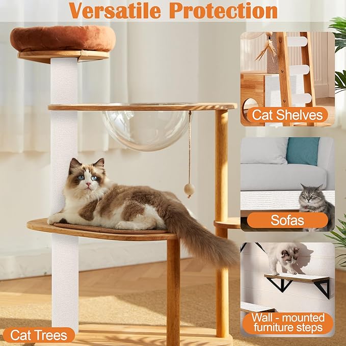 Cat Scratch Furniture Protector - 78.7" x 13.8" Trimmable Self-Adhesive Cats Claws Scratch Pads, DIY Cat Climbing Couch Protector for Scratch Post Cat Tree Replacement Indoor (Cream White)