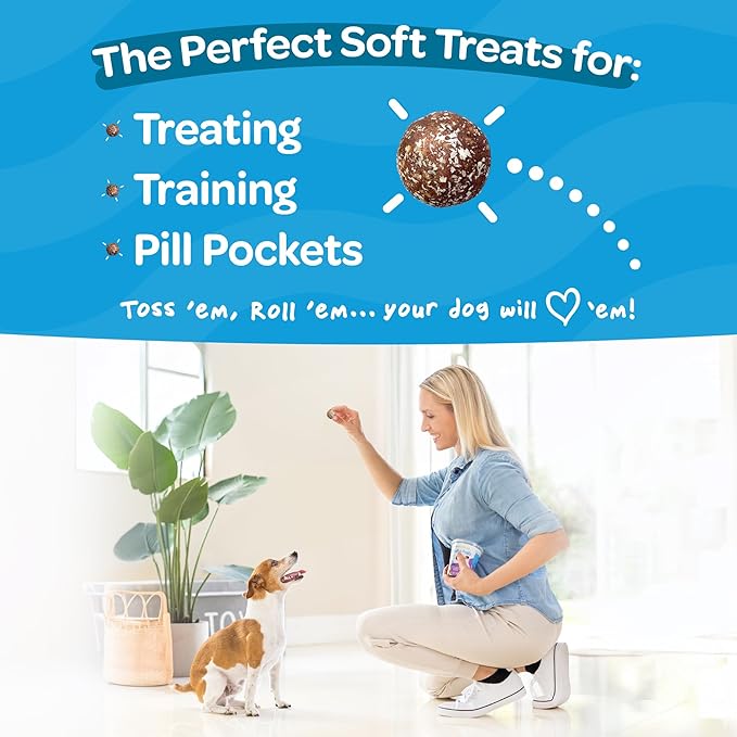 Chewy & Soft Dog Treats Bulk - All Natural, Non-GMO, Gluten Free - All Breeds, Sizes, Ages - Made in New Zealand - Peanut Butter, Blueberry, Banana - 6pk (108 Bulk Dog Treats)