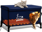 Rugged Heated Cat House for Outdoor Cats in Winter, Extremely Insulated & 100% Weatherproof, Elevated Feral Cat Shelter with Waterproof Eaves & Safe Escape Door for Stray & Barn Cats
