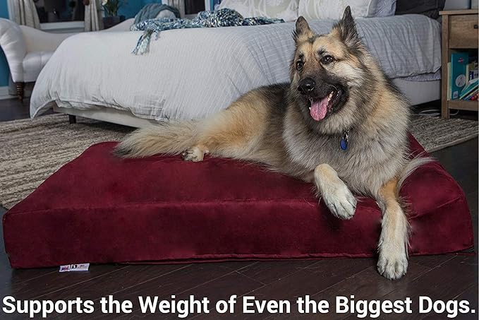 Barker Beds Giant Orthopedic Dog Bed for Large Dogs - 7" Thick Washable Big Dog Bed with Headrest - XL Water-Resistant Mattress - Durable Microsuede Cover - Comfy Pet Bed (Khaki)