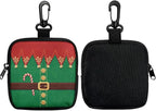 KEIAHUAN Christmas Treat Pouch for Dog Training Portable Pet Training Treat Bag with Metal Clasp & Carabiner, Pet Feed Snack Reward Pocket, Dog Poop Bag Holder, Small Coin Purse, Ugly Xmas Elf