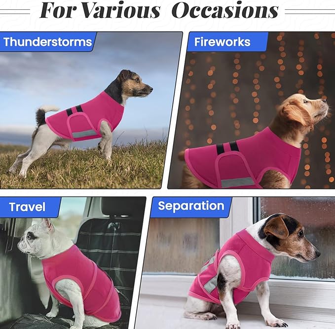 MIGOHI Dog Anxiety Relief Coat,Comfort Anxiety Vest for Dogs,Adjustable Anxiety Calming Wrap for Fireworks,Thunderstorms,Travel, Separation, Dog Anxiety Jacket for Small Dogs,S,Rosered