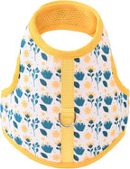 Mile High Life Dog Harness, Air Mesh Floral Vest Harness for 20 lbs Small Dogs & Cats, Easy Get on Adjustable Easy Closures Both Neck and Chest(Yellow Flower, S Chest 16"-18")