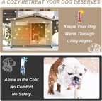 Outdoor Dog House with Chew-Proof Iron Frame, Wooden Dog Kennel Weatherproof，Removable Floor, Adjustable Vent Window, Easy Assembly for Medium and Small Dog, 30" L x 21" W x 24" H