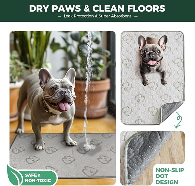 FXW Washable Pee Pads for Dogs, Puppy Pads with Super Absorbent, Specifically Designed for Potty Training, 35" Square, Khaki, 1 Pack