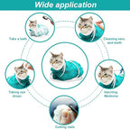 Breathable Mesh Shower Bag - Anti Scratch Adjustable Grooming for Nail Trimming, Bathing - Polyester Soft Cat Washing (White-Green)