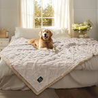Waterproof Pet Blanket, Liquid Pee Proof Dog Blankets for Sofa Bed Couch, Reversible Sherpa Fleece Furniture Protector Cover for Small Medium Large Dogs Cats,Beige-Thicken X-Large（85" x 57"）