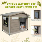 PetsCosset 30.1" L Large Dog House Outdoor & Indoor,Fir Wood Dog Kennel with Weatherproof Openable Asphalt Roof,Spacious Doghouse with Anti-Chewing Metal Edges for Small & Medium & Large Dogs,Grey