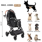 Pet Stroller for Small Medium Dogs Cats Up to 45 lbs, Travel Lite Collapsible, All Terrain 4 Wheels for Jogging, Running, Grey