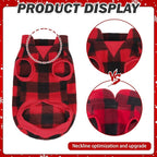 KOOLTAIL Small Dog Winter Jacket, Vest Sweater with Pocket, Leash Hole, Windproof, Red Plaid