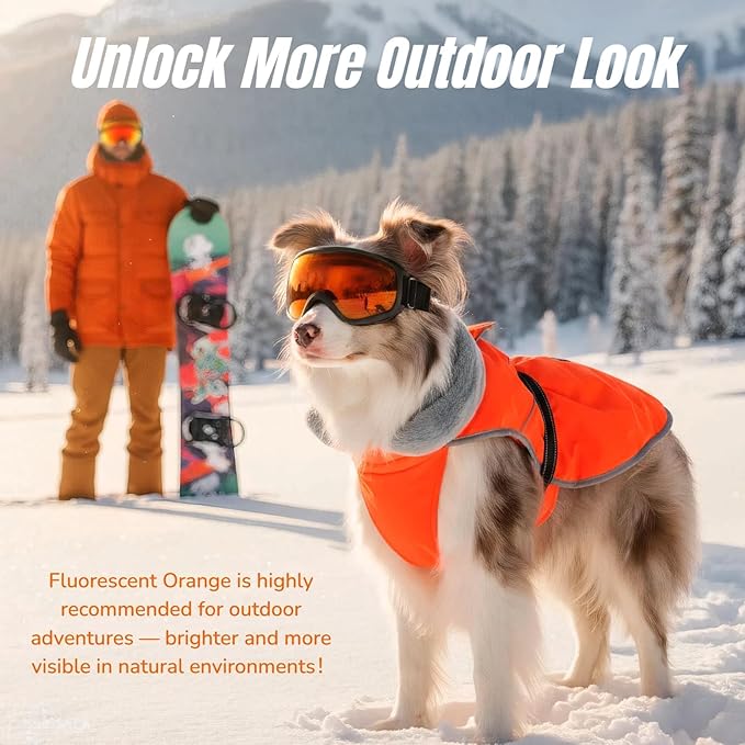 Upgraded Insulated Dog Winter Coat, Relaxed Fit Puppy Hard Shell Jacket with Full-Body Reflective Strips, Ultra-Soft Fur Collar Coats for Small Dogs, Tangle-Free Pet Apparel for Boys Girls(Orange, S)