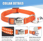 Personalized Engraved Cat Collar|Breakaway Safety Round Buckle|Reflective Adjustable Collar with ID Name Tag & Bell for Kittens & Puppies Cats,Red (7.5'' - 12'')