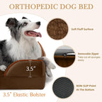 Comfort Expression Orthopedic Dog Bed for Small Dogs 20x14 Inch, Waterproof Supportive Egg Crate Foam Small Pet Bed with Removable Bolsters, Dog Couch with Washable Cover & Non-Slip Bottom, Dark Brown