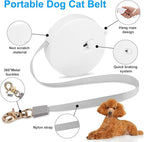 Retractable Dog Leash for Small Dogs Cats up to 11lbs with 6.5ft Anti-Pull Strong Nylon Tape, Hands Free, Mini and Portable Walking Leash with Wrist Strap, One-Hand Brake, White Round