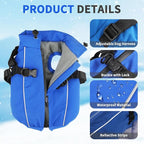 Dog Winter Coat Reflective Water-Resistant Jacket, Fleece Lined Windproof Puppy Coat with Back Zipper & D-Ring, Cold Weather Dog Coats for Small Medium Large Dogs （XXL,Blue）