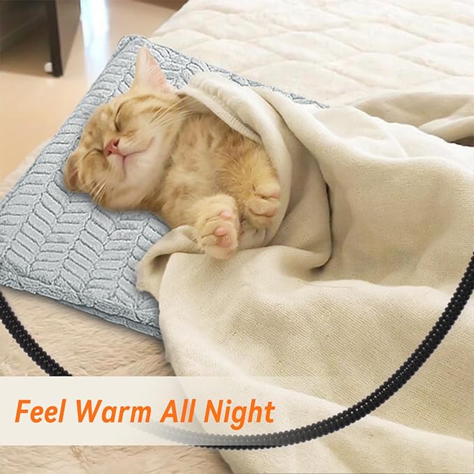 Heeyoo Pet Heating Pad, Adjustable Temperature Dog Cat Heating Pad with Timer, Waterproof Heated Dog Bed with Chew Resistant Cord, Auto Power-Off Indoor Pet Heated Mat for Dogs and Cats, 28" x 16"