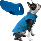 Gooby Fleece Vest Dog Sweater - Deep Blue, X-Small - Warm Pullover Fleece Dog Jacket with O-Ring Leash for Small to Medium Dogs