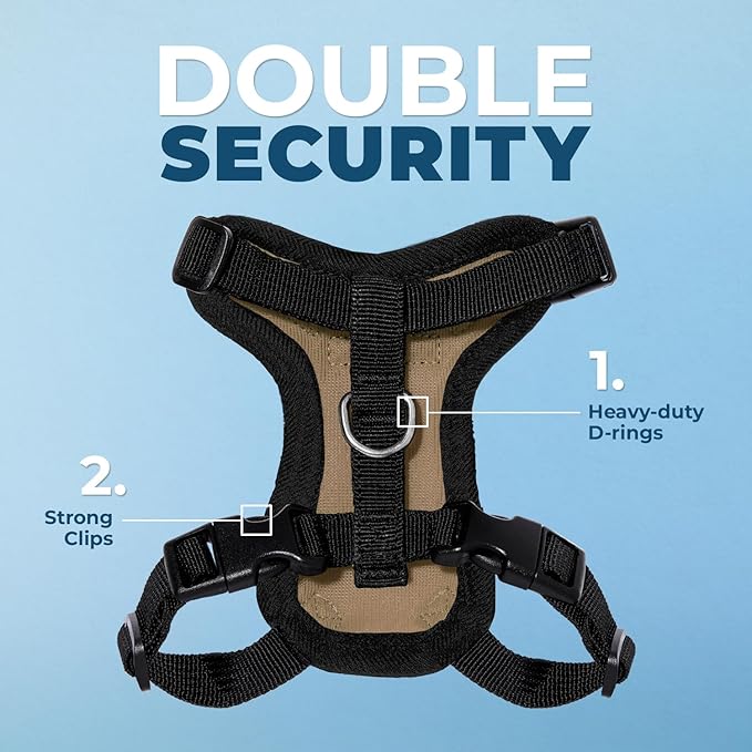 Voyager Step-in Lock Adjustable Cat Harness w. Cat Leash Combo Set with Neoprene Handle 5ft - Supports Small, Medium and Large Breed Cats by Best Pet Supplies - Army/Black Trim, XS