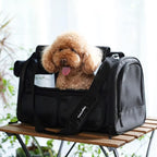 FUKUMARU Cat Carrier, 4 Mesh Windows Small Dog Carrier, 4 Storage Pockets Cat Travel Bag, Under 15 lb Airline Approved Pet Carrier, Rollable Cover for Nervous Cats, Black