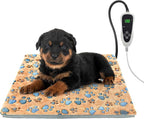 Cat Heating Pad 18×18 in Dog Heated Bed Smart Temperature Control Switch, Metal Protective Pipe Waterproof Cat Beds for Indoor Cats with a Plush Cotton Cover