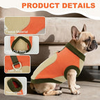Dog Coat Fleece for Outdoor Indoor, Warm & Soft Sweaters for Dogs,Fall & Winter, Sleeveless & Stretch Cold Weather Vest with Leash Ring,Machine Washable,Orange,Size XL