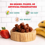 PETIPET Bananas+Strawberries Plant-Based Fruit Dog Treats - Strawberry, Apple, Banana Soft & Chewy Treats - Healthy, Vegetarian, Vegan - Organic Ingredients, Low-Protein, Hypoallergenic, Gluten-Free