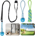 Dog Bungee Toy for Small/Puppies Dogs,Interactive Dog Tug of War Toys Set with Tether, Rope and Ball, Tree Hanging Toy with 2 Chew Ropes,Indoor Spring Pole Ropes,Not for Aggressive Chewers