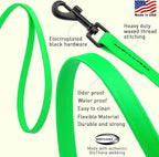 Dogline Biothane Waterproof Dog Leash Strong Coated Nylon Webbing with Black Hardware Odor-Proof Easy to Clean High Performance for Small or Large Dogs Made in USA 2 ft Lead, Tropical Green