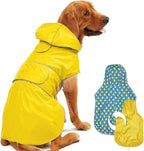Dog Raincoat Reversible, Single Side Slicker Poncho Adjustable Waterproof Dog Rain Jacket with Leash Hole/Reflective Stripe Hooded Snowproof Windproof Clothes for Small to 3X-Large Dogs, L