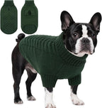 Dog Sweaters for Large Dogs Classic Turtleneck Dog Christmas Sweater Thick Warm Pullover Male Puppy Pet Stretch Knitwear Fall Winter Clothes with Leash Hole(Green, L)