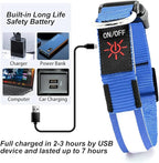 YFbrite Ultra Light Adjustable LED Dog Collar, Light up Dog Collars Rechargeable Glowing in The Dark Collars Visiblity & Safety for Small, Medium, Large Dogs (Blue, Medium)