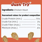 Just Try 6 oz Freeze-Dried Chicken Heart Dog & Cat Treats - Single Ingredient, Grain-Free, High Protein Training Treats Snacks