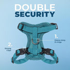 Voyager Step-in Lock Adjustable Cat Harness w. Cat Leash Combo Set with Neoprene Handle 5ft - Supports Small, Medium and Large Breed Cats by Best Pet Supplies - Turquoise, XXS