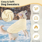Queenmore Dog Sweater Large Size,Warm Dog Sweaters for Big Dogs,Chunky Knitted Doggy Sweater for Extra Large Dogs Boy Girl, Big Doggie Turtleneck Winter Outfit (White,2XL)