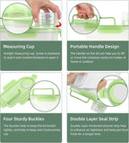 5-7Lbs/6Qt Dog Cat Storage Container Portable with Upgraded Large Spout and Cup, Plastic Pet Food Dispenser for Small Animal Kibble, Bird Seed, Oatmeal, Rice, Flour, Brown Sugart (Clear Green)
