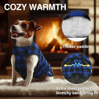 VIVAGLORY Softjoy Dog Coat, Dog Jacket for Winter & Christmas, Coat with Harness Hole & Velcro Closure, Reversible Plaid Checkered Warm Fluffy Heavy Duty for Puppy, XS, Sapphire Blue Plaid