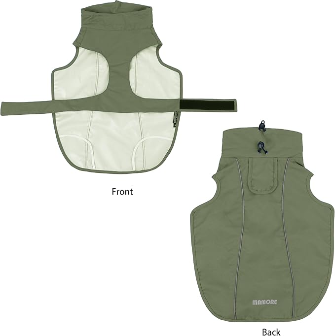 Adjustable Waterproof Dog Raincoat for Dogs,Lightweight Pet Rain Jacket Puppy Clothes with Reflective Strip for Small Medium Large Dogs (Army Green, Large)