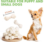 MON2SUN Dog Rawhide Knot Bones Small Rawhide Mini Chew Bones Natural 2.5 Inch 100 Count for Puppy and Small Dogs