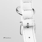 CollarDirect Rolled Leather Dog Collar, Soft Padded Round Puppy Collar, Handmade Genuine Leather Collar Dog Small Large Cat Collars 13 Colors (13-16 Inch, White Textured)