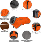 Fragralley Dog Coat Large, Waterproof Dog Jacket with Warm Fleece Lining, Adjustable Reflective Dogs Winter Coat, Turtleneck Pet Coats for Cold Weather (Orange XXL)