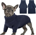 Queenmore Dog Sweater Small, Dog Sweaters for Small Dogs Girl or Boy, Small Dog Christmas Sweater, Winter Puppy Doggie Sweatshirt Knitwear, Pet Chunky Warm Coat for Medium Large Size Dogs, NavyBlue S